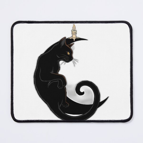 Item preview, Black Cat Crescent Candle Crest designed and sold by IllumeInk.