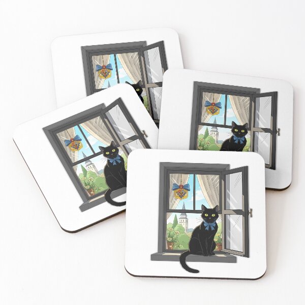 Item preview, Black Cat Window Moon Crest designed and sold by IllumeInk.