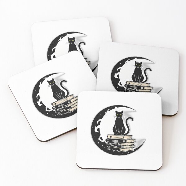 Item preview, Black Cat Moon Bookshelf Emblem designed and sold by IllumeInk.