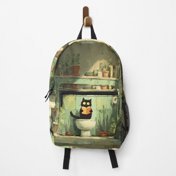 Item preview, Black Cat Reading on a Toilet – The Secret Life of Cats designed and sold by Erika Kaisersot.