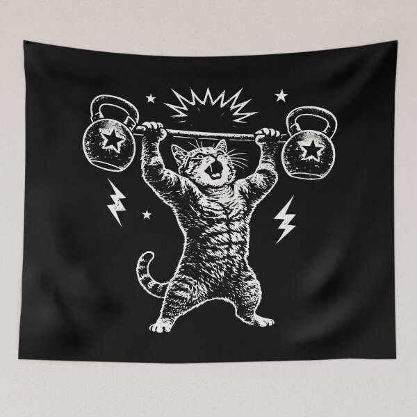 Item preview, Funny Cat Gym Workout Hilarious Feline Weightlifting designed and sold by Blok45.