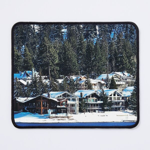 Item preview, Snowy Lakeside Retreat – Cozy Winter Cabin Landscape Photography designed and sold by heyitsmeraya.
