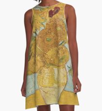 Vincent van Goghs Sonnenblumen A-Linien Kleid