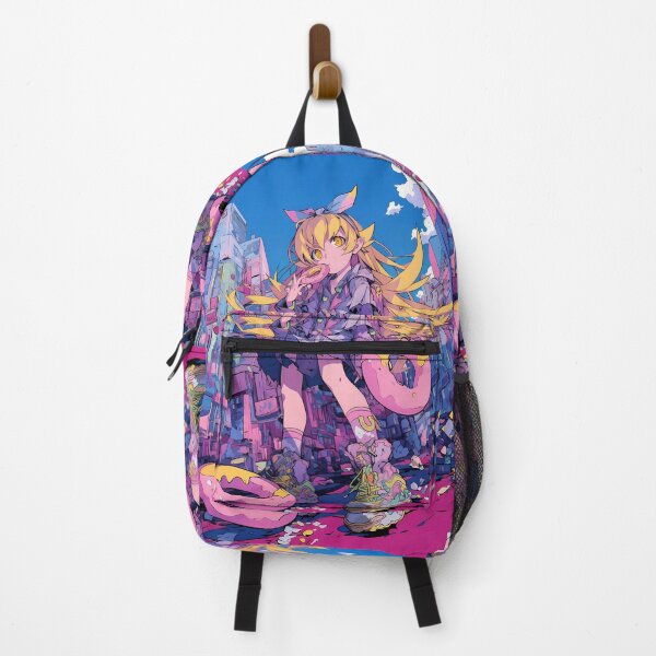 Item preview, Shinobu Oshino Bakemonogatari Chibi Donut Neon City Daydream designed and sold by Tokyonomad.