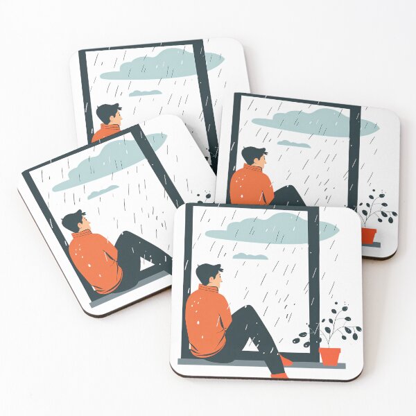 Item preview, Cozy Rainy Night Window Illustration – Person Watching Rain designed and sold by Hotgirldeel.