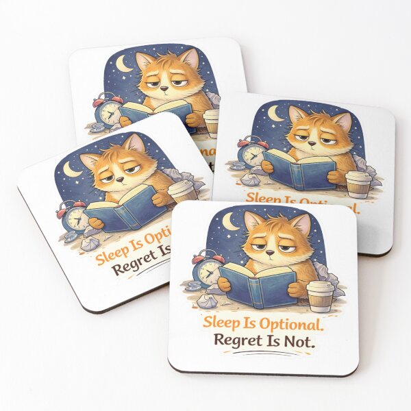 Item preview, Sleep Is Optional. Regret Is Not. — Late Night Reader Cat Sticker designed and sold by Gentlestate.