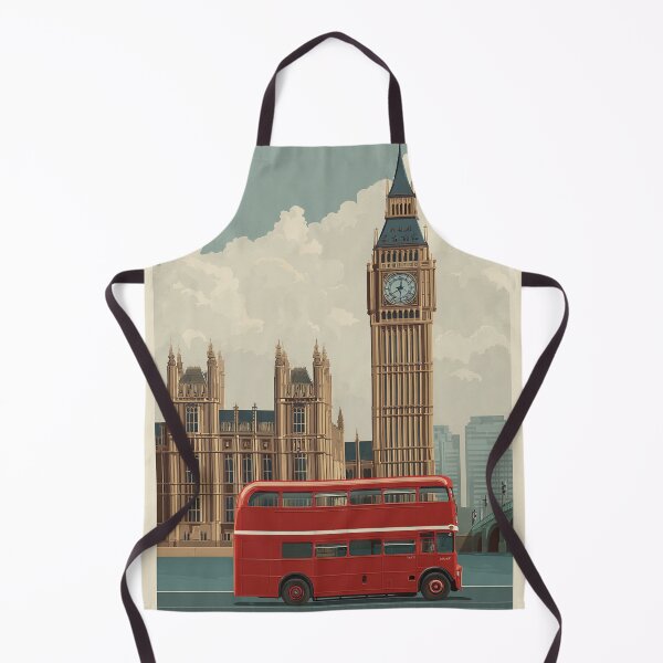 Item preview, London Big Ben Retro Travel Poster - Vintage England Print Red Bus designed and sold by BestVarieties.