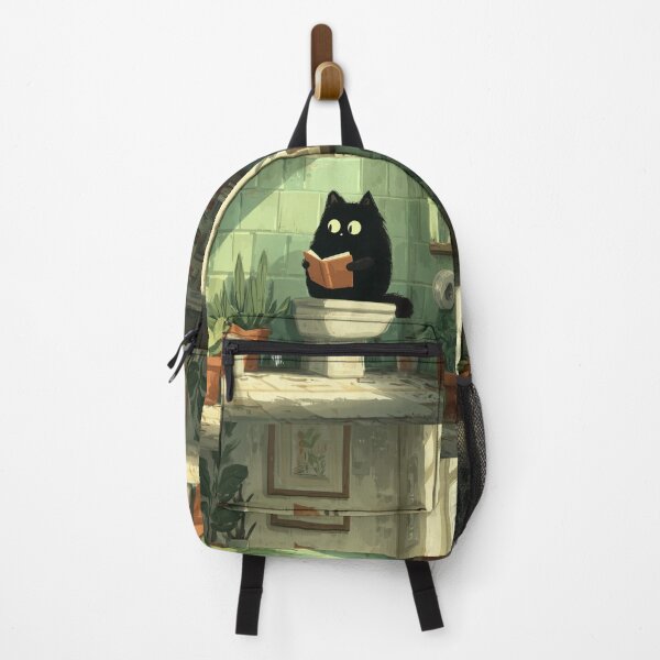 Item preview, Black Cat Reading on a Toilet – The Secret Life of Cats designed and sold by Erika Kaisersot.
