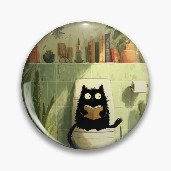 Item preview, Black Cat Reading on a Toilet – The Secret Life of Cats designed and sold by Erika Kaisersot.