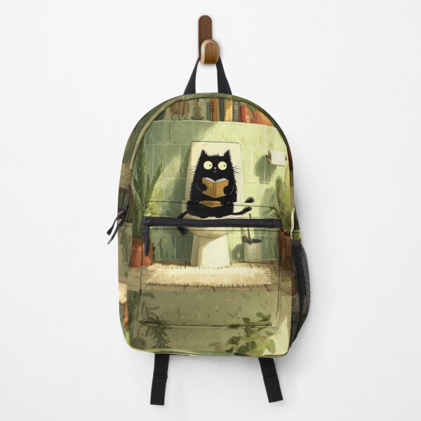 Item preview, Black Cat Reading on a Toilet – The Secret Life of Cats designed and sold by Erika Kaisersot.