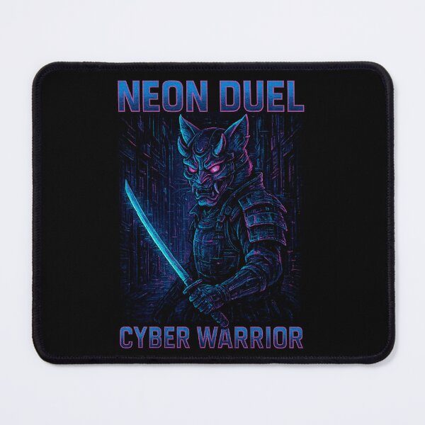 Item preview, Cyberpunk Samurai Cat with Oni Mask Neon Warrior designed and sold by SholoStudio.