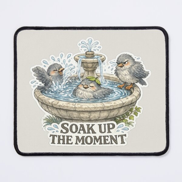 Item preview, Soak Up The Moment Birds Bathing In Garden Bird Bath designed and sold by ChirpInc.