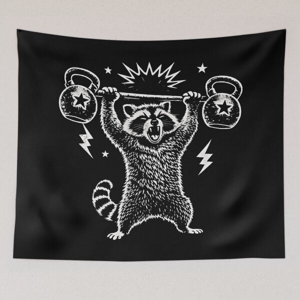 Item preview, Funny Racoon Gym Workout Hilarious Raccacoonie Weightlifting designed and sold by Blok45.