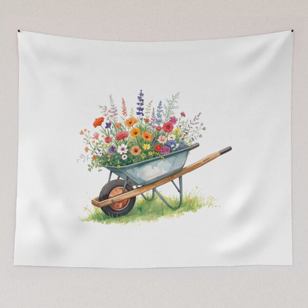 Item preview, Wheelbarrow with garden flowers designed and sold by uunaa.