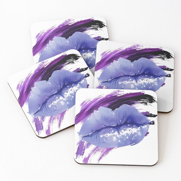 Item preview, Labios morados y azules con purpurina y pinceladas - Lámina de arte pop atrevido designed and sold by DesignArtist.ia.