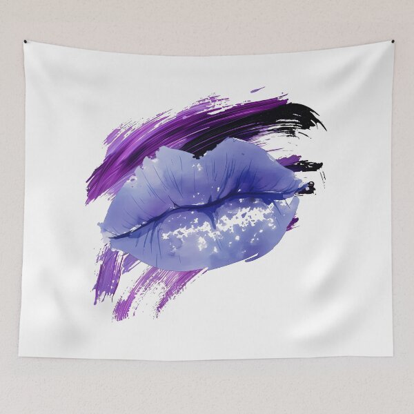 Item preview, Labios morados y azules con purpurina y pinceladas - Lámina de arte pop atrevido designed and sold by DesignArtist.ia.