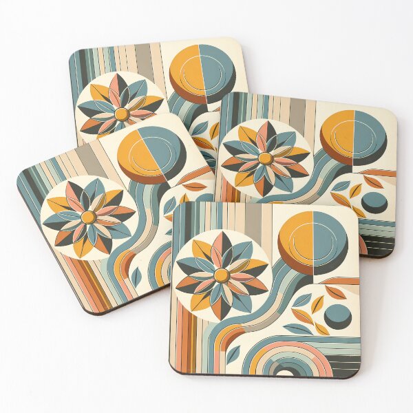 Item preview, Geometric Botanical Flower with Retro Arches designed and sold by InkSmithery.