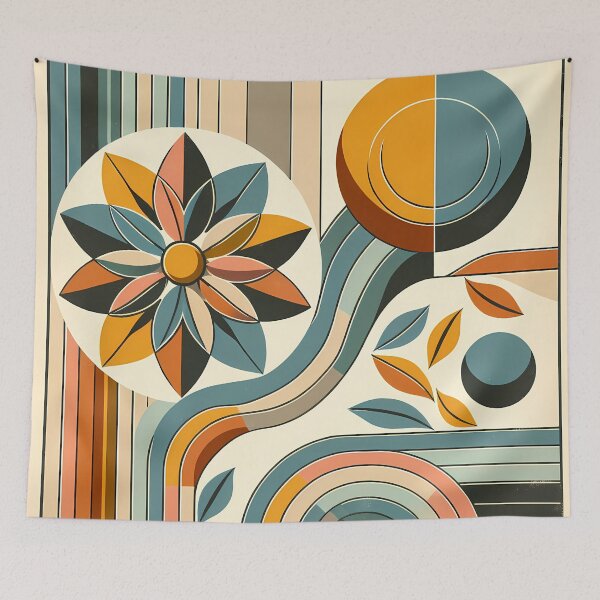 Item preview, Geometric Botanical Flower with Retro Arches designed and sold by InkSmithery.