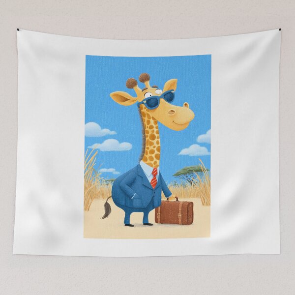 Item preview, Dapper Giraffe in Suit with Briefcase and Sunglasses designed and sold by Artessie.