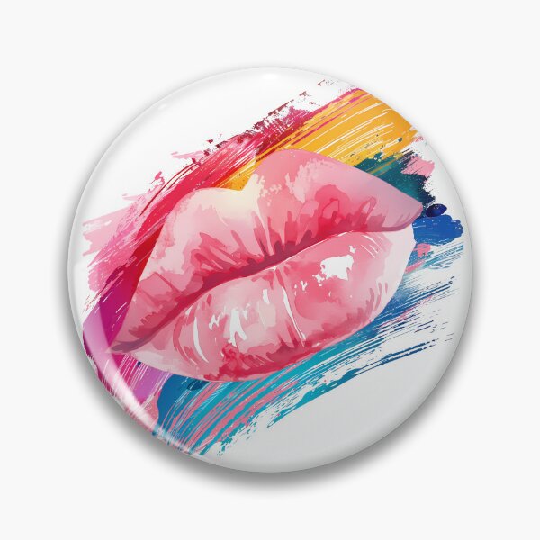 Item preview, Pink Glossy Lips with Colorful Brushstrokes - Bold Pop Art Art Print designed and sold by DesignArtist.ia.
