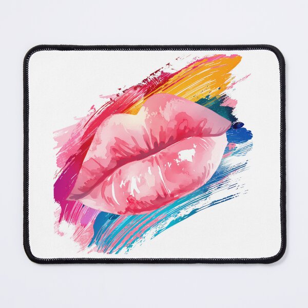 Item preview, Pink Glossy Lips with Colorful Brushstrokes - Bold Pop Art Art Print designed and sold by DesignArtist.ia.