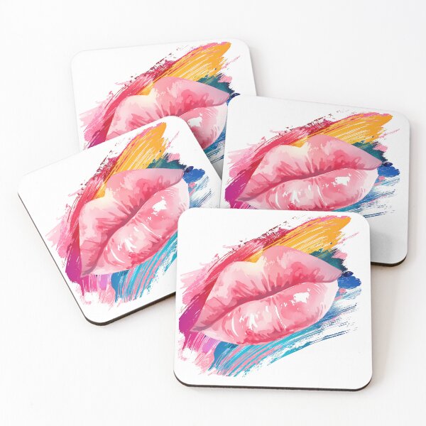 Item preview, Labios rosados brillantes con pinceladas coloridas - Lámina de arte pop atrevida designed and sold by DesignArtist.ia.