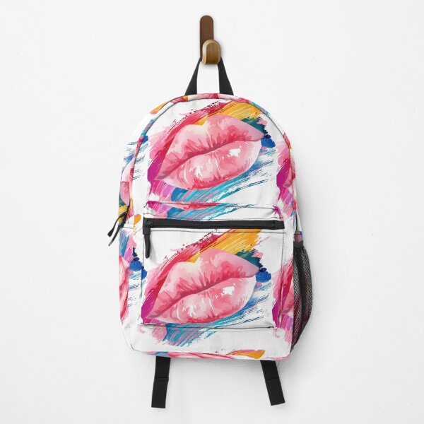Item preview, Labios rosados brillantes con pinceladas coloridas - Lámina de arte pop atrevida designed and sold by DesignArtist.ia.