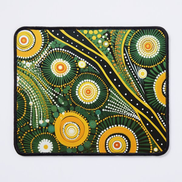 Item preview, Aboriginal Inspired Dot Art - Green Floral Circles designed and sold by GrinGalore.