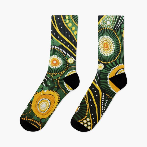 Item preview, Aboriginal Inspired Dot Art - Green Floral Circles designed and sold by GrinGalore.
