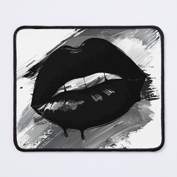 Item preview, Black Glossy Lips with Brushstrokes - Bold Monochrome Pop Art Print designed and sold by DesignArtist.ia.