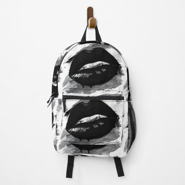 Artikelvorschau, Schwarze, glänzende Lippen mit Pinselstrichen – Ausdrucksstarker monochromer Pop-Art-Druck entworfen und verkauft von DesignArtist.ia.