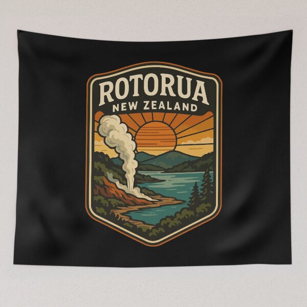 Item preview, Rotorua New Zealand Retro Vintage Travel designed and sold by TomFrontierArt.