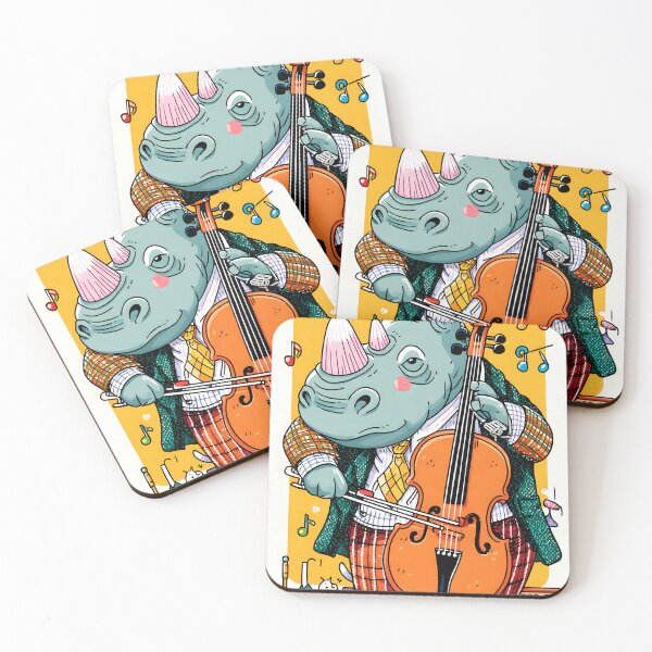 Item preview, Rhino Playing Cello in Colorful Cartoon Style Art designed and sold by Artessie.