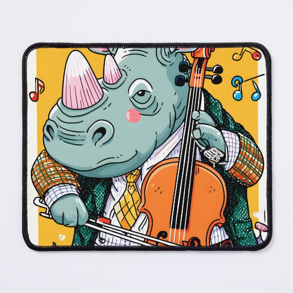 Item preview, Rhino Playing Cello in Colorful Cartoon Style Art designed and sold by Artessie.