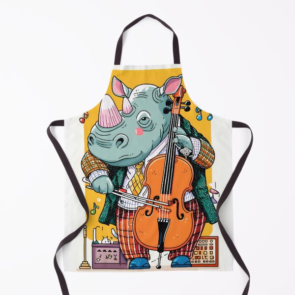 Item preview, Rhino Playing Cello in Colorful Cartoon Style Art designed and sold by Artessie.
