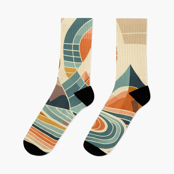 Item preview, Geometric Mountain Landscape with Retro Sun designed and sold by InkSmithery.