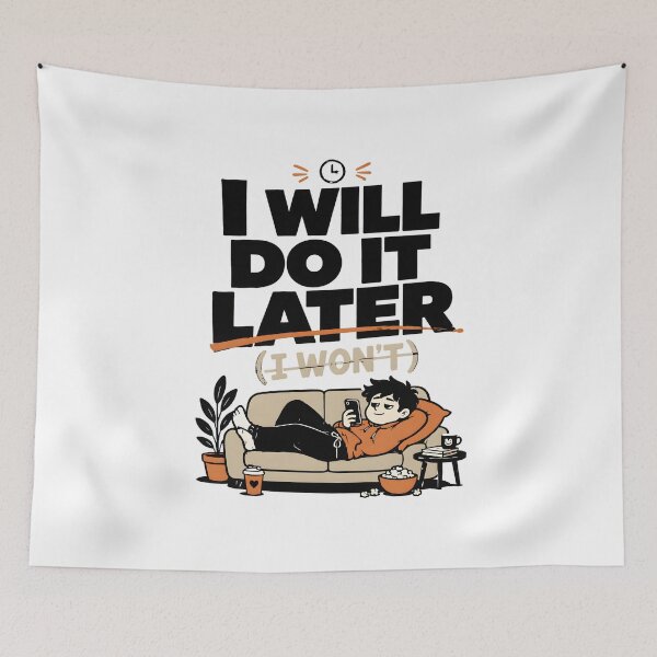 Item preview, Procrastination Shirt – I Will Do It Later Funny Quote Tee, Lazy Humor Graphic Shirt, Relatable Meme T-Shirt designed and sold by lamiarte.