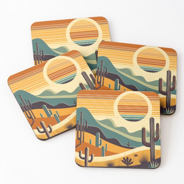 Item preview, Geometric Desert Sunset with Cacti designed and sold by InkSmithery.