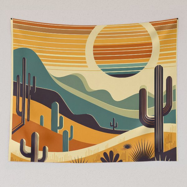 Item preview, Geometric Desert Sunset with Cacti designed and sold by InkSmithery.