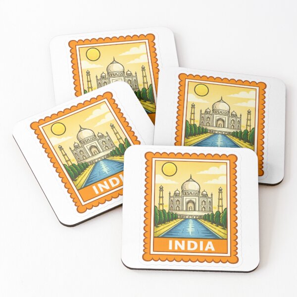 Artikelvorschau, India Taj Mahal Travel Stamp Sticker Magnet entworfen und verkauft von CLOUTKULT.