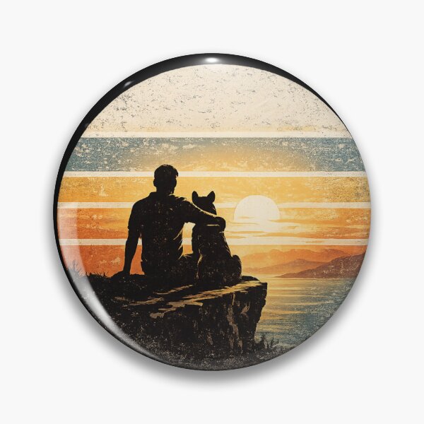 Item preview, Man and Dog Sunset Shirt Man’s Best Friend Dog Lover Gift Vintage Silhouette T-Shirt designed and sold by ZEBBEDE - Minimal Streetwear .