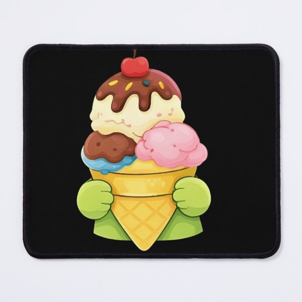 Item preview, Kawaii Green Frog Eating Ice Cream Cone - Cute Chibi Dessert designed and sold by Trendora90.