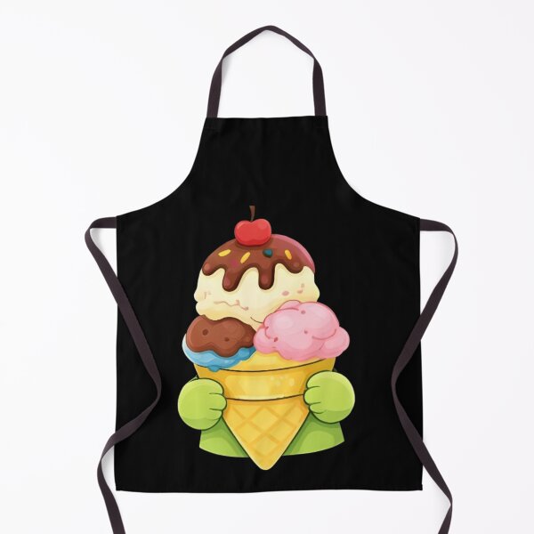 Item preview, Kawaii Green Frog Eating Ice Cream Cone - Cute Chibi Dessert designed and sold by Trendora90.