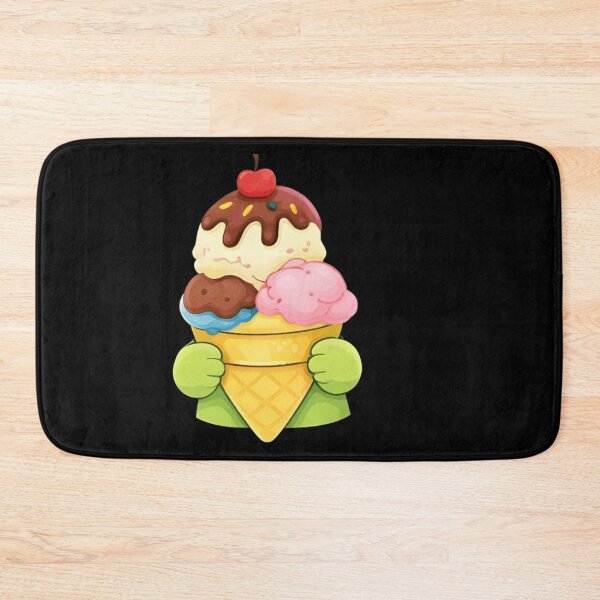 Item preview, Kawaii Green Frog Eating Ice Cream Cone - Cute Chibi Dessert designed and sold by Trendora90.