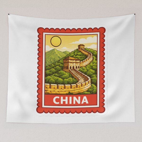 Item preview, China Great Wall Travel Stamp Sticker Magnet designed and sold by CLOUTKULT.
