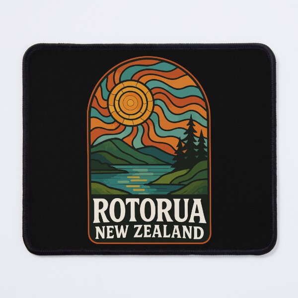Item preview, Rotorua New Zealand Retro Stained Glass Travel designed and sold by TomFrontierArt.