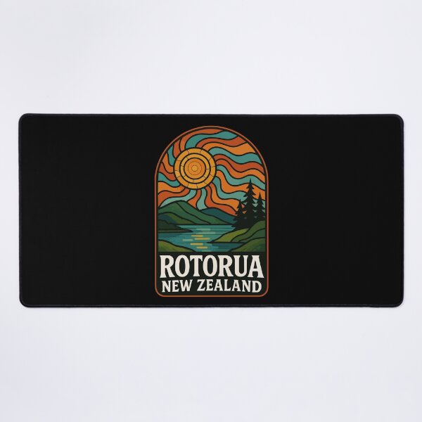 Item preview, Rotorua New Zealand Retro Stained Glass Travel designed and sold by TomFrontierArt.
