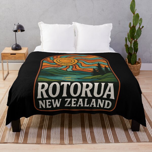 Item preview, Rotorua New Zealand Retro Stained Glass Travel designed and sold by TomFrontierArt.