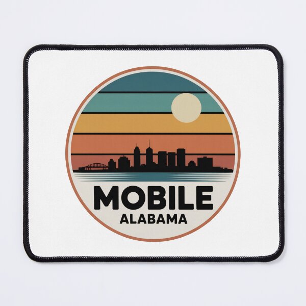 Item preview, Mobile Alabama: Retro Coastal Skyline designed and sold by CircinusStore.