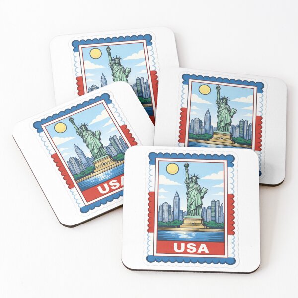 Item preview, USA Statue of Liberty Travel Stamp Sticker Magnet designed and sold by CLOUTKULT.